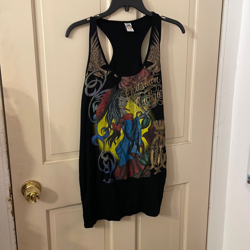 Vintage Ed Hardy Geisha Rhinestone Tank Top Blouse Shirt. Sz: M